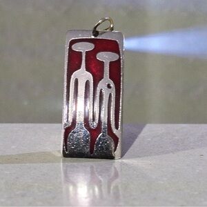 Vintage De Passille Sylvester Modernist Silver and Red Pendant ‘Alien Love’